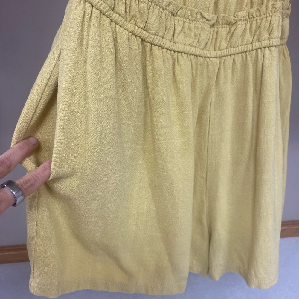Apricot Lane x Ashley Donielle Yellow One Shoulder Ruffle Romper - Picture 7 of 7